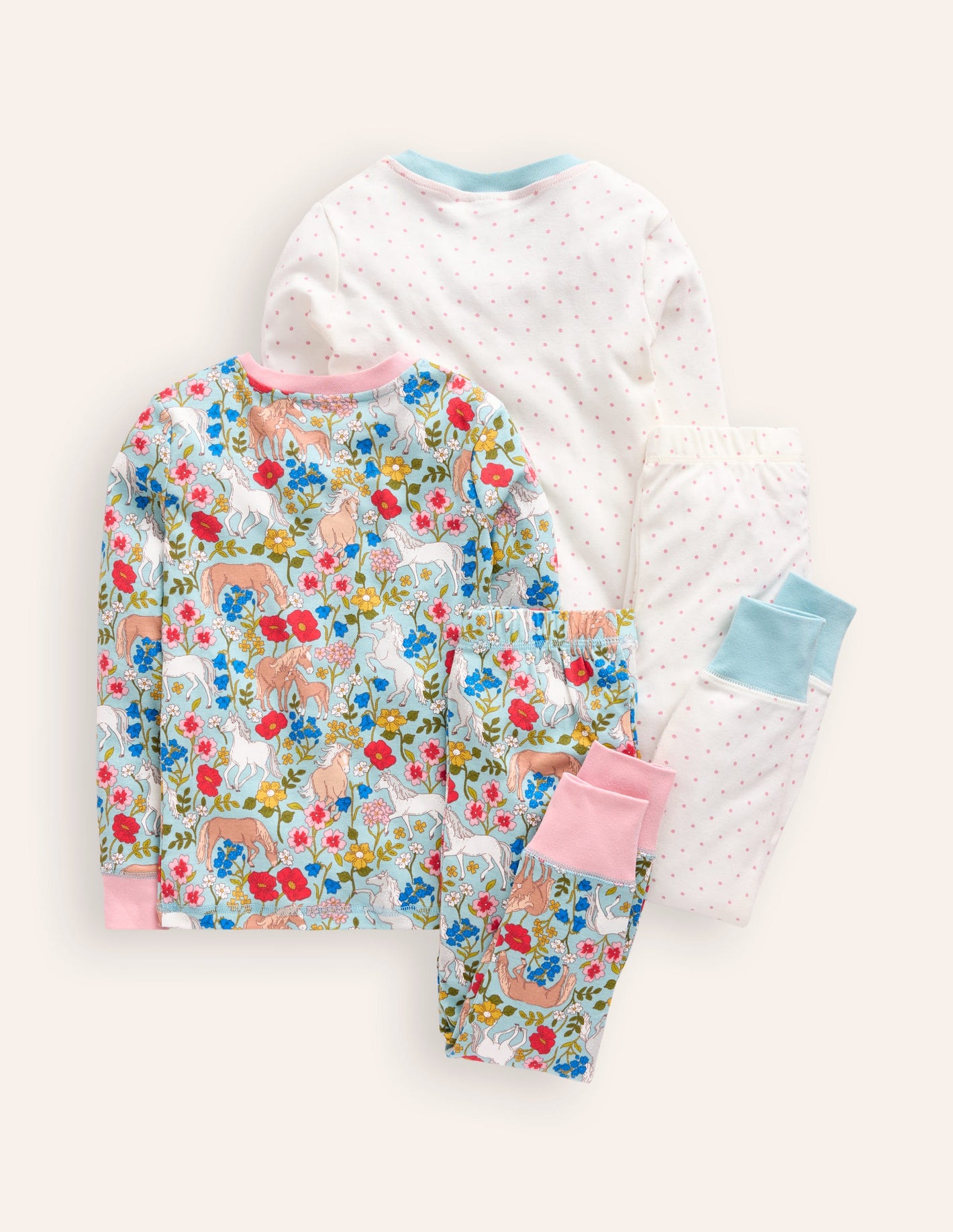 Twin Pack Snug Pyjamas-Blue Pony Floral