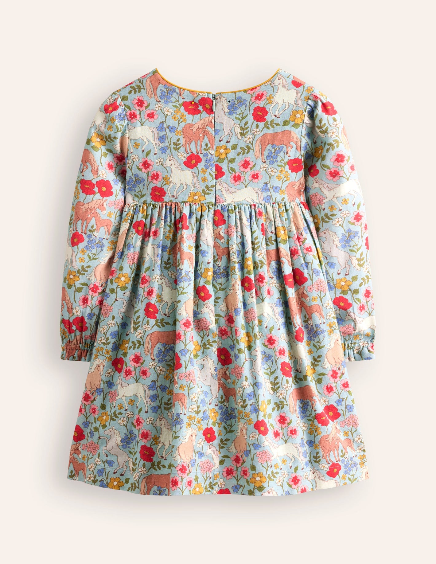 Bess Cosy Smocked Dress -Blue Frost Pony Floral