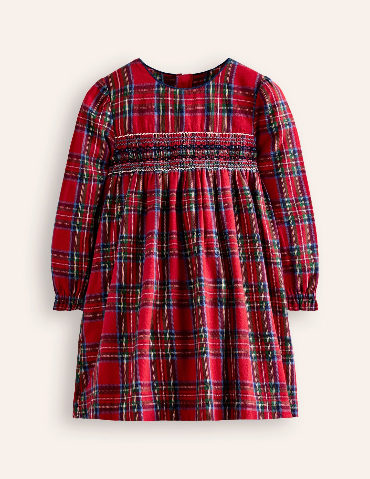 Bess Cosy Smocked Dress -Red and Blue Check