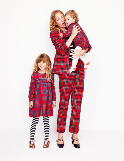 Bess Cosy Smocked Dress -Red and Blue Check