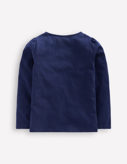 Superstitch Puff Sleeve Top -Starboard Blue Unicorns