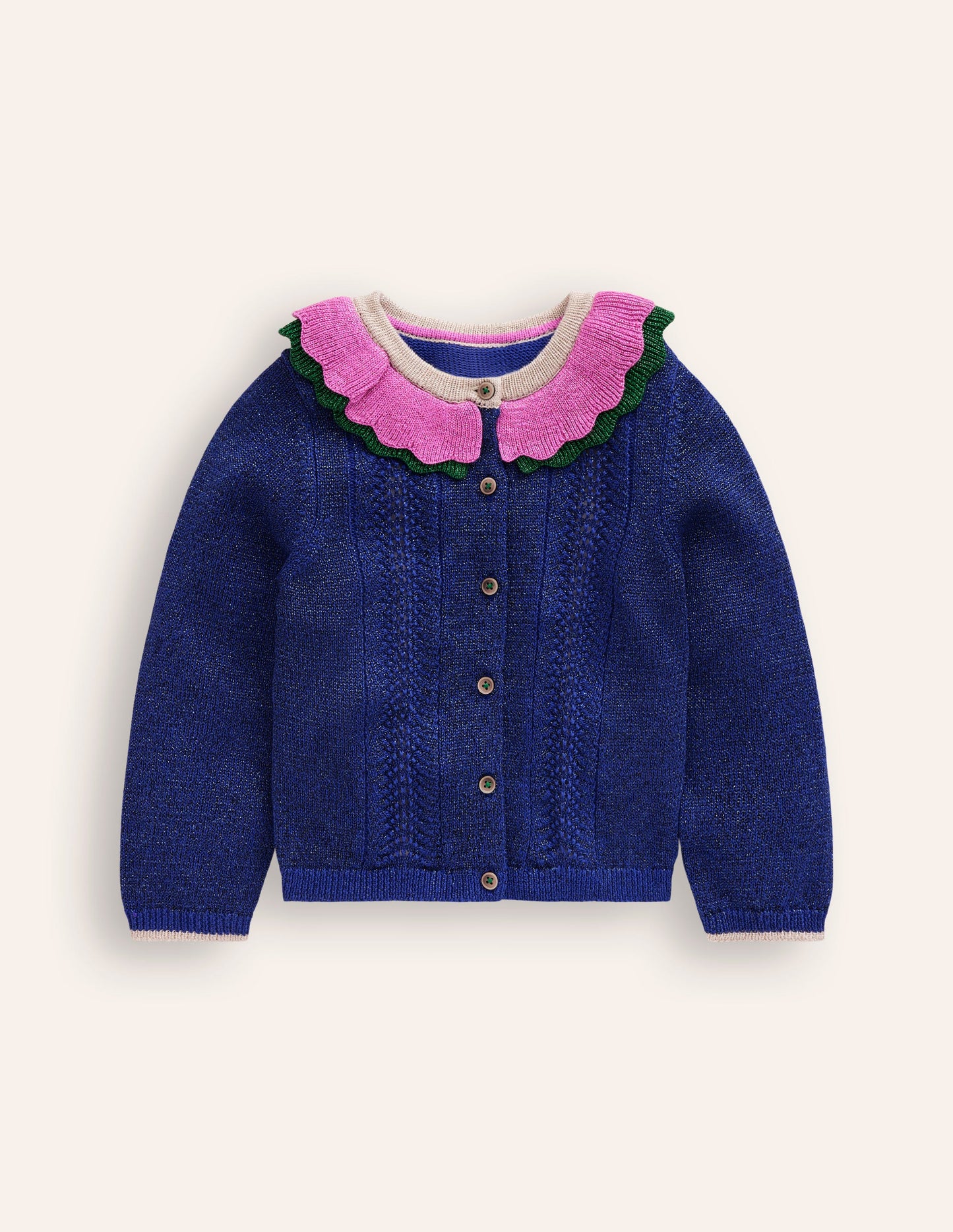 Frill Sparkle Cardigan-Navy Multi Sparkle