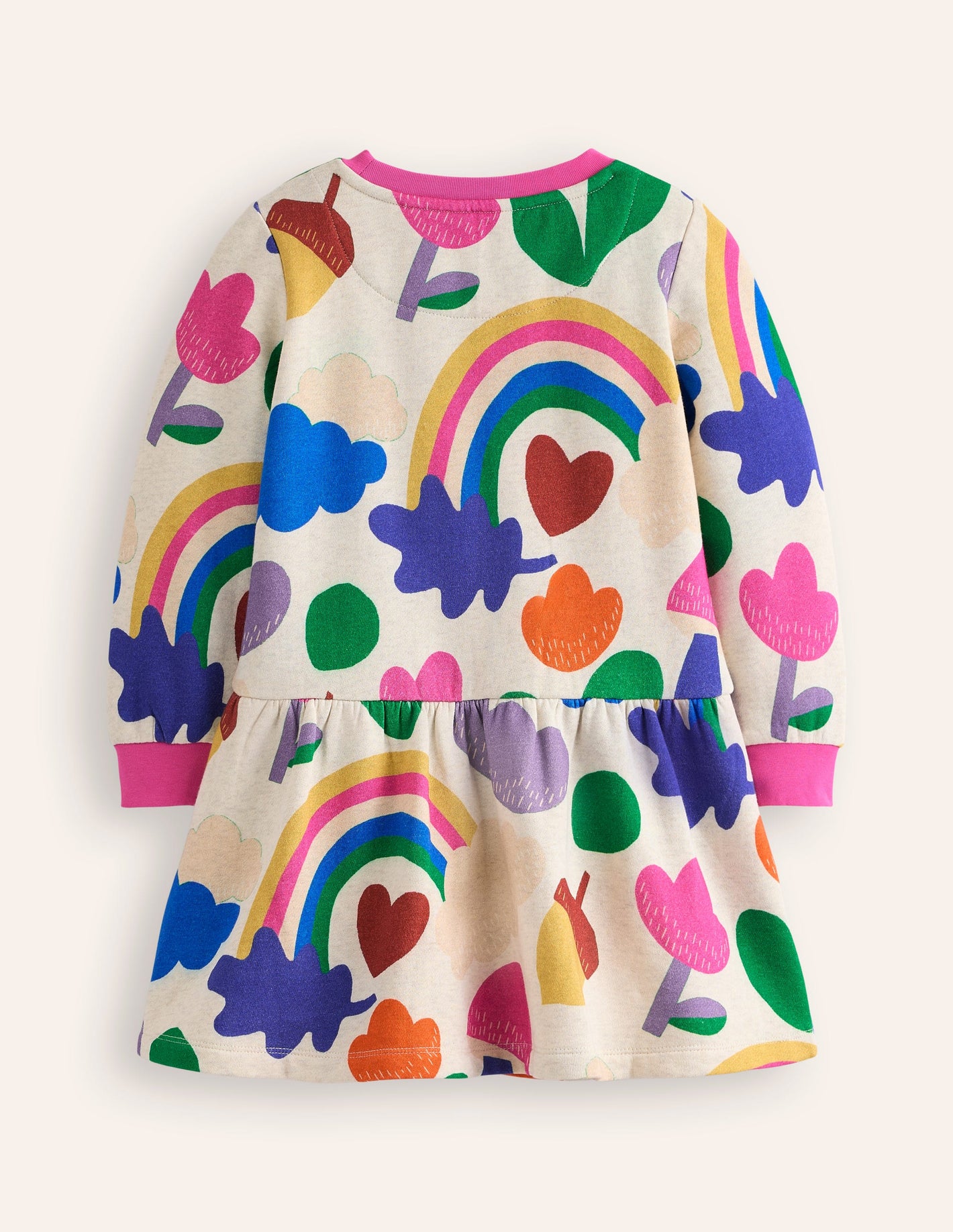 Cosy Printed Sweatshirt Dress-Multi Rainbow Collage