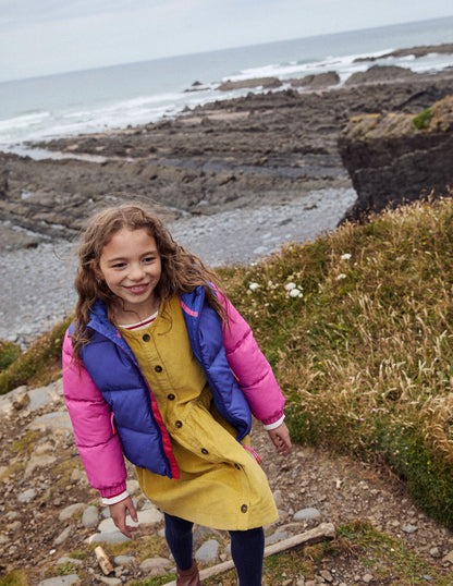 Fun Padded Coat-Colourblock Flower