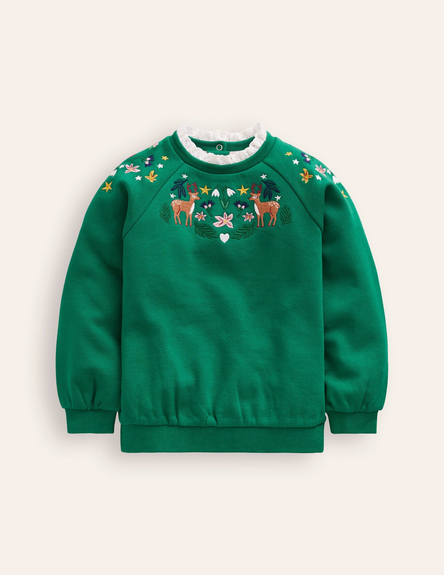 Embroidered Sweat -Jewel Green