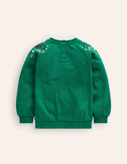 Embroidered Sweat -Jewel Green