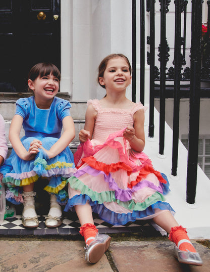 Maude Ruffle Tulle Dress-Multi Rainbow