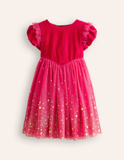 Esther Metallic Party Dress-Rose Pink