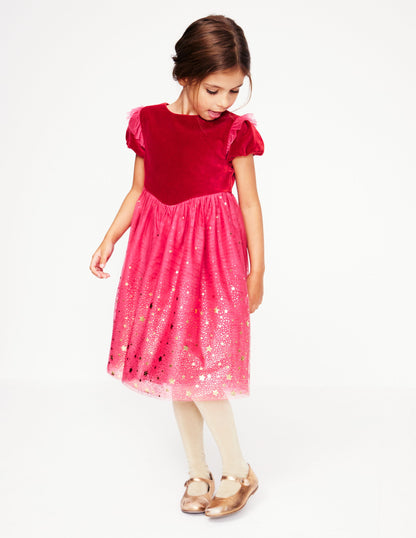 Esther Metallic Party Dress-Rose Pink