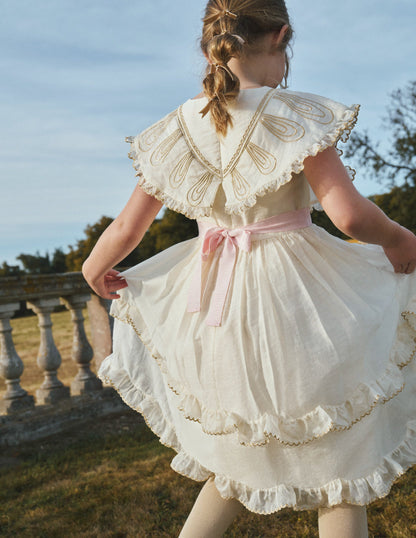 Organza Angel Ruffle Dress-Ivory