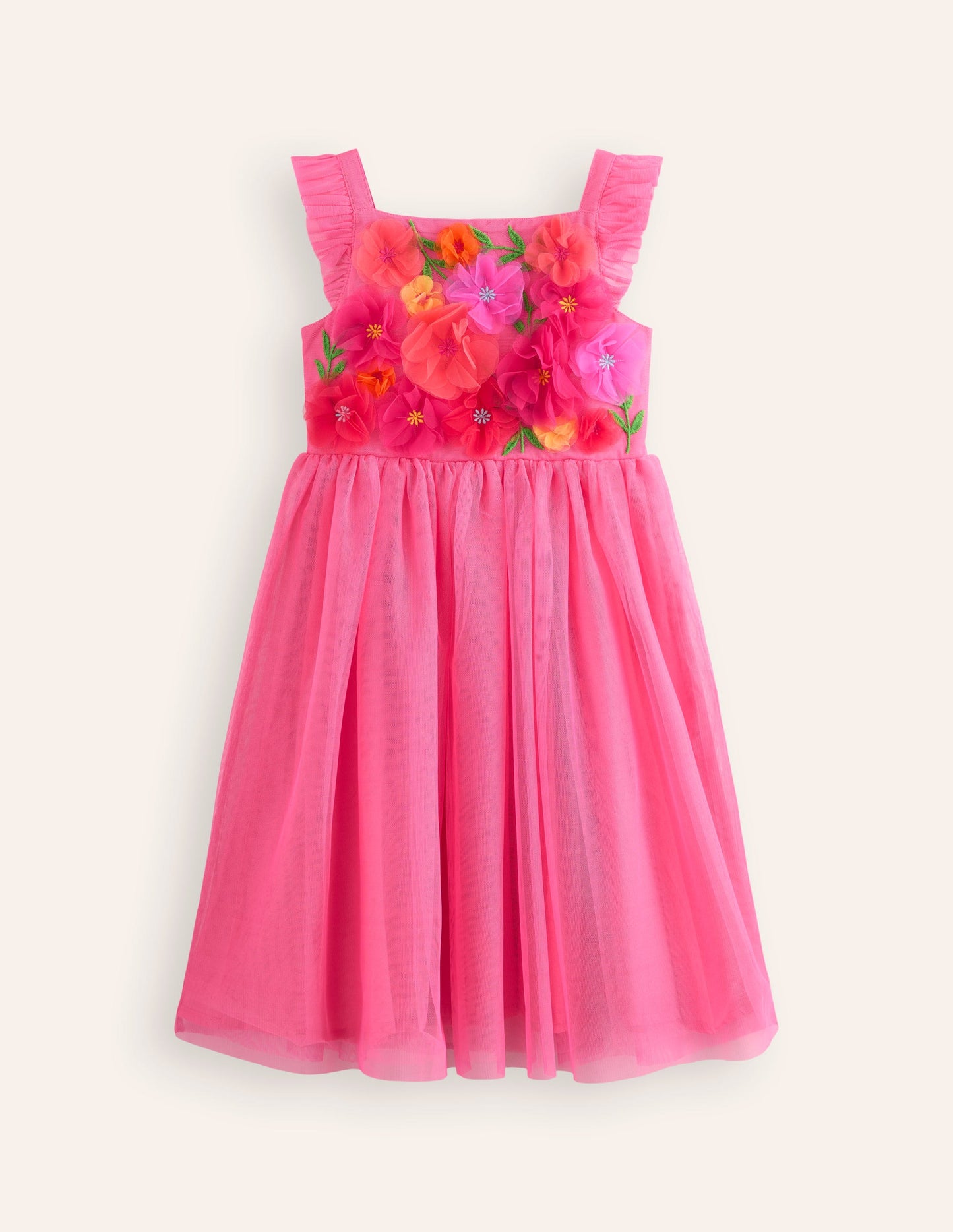 Appliqué Tulle Dress-Rose Petal Pink