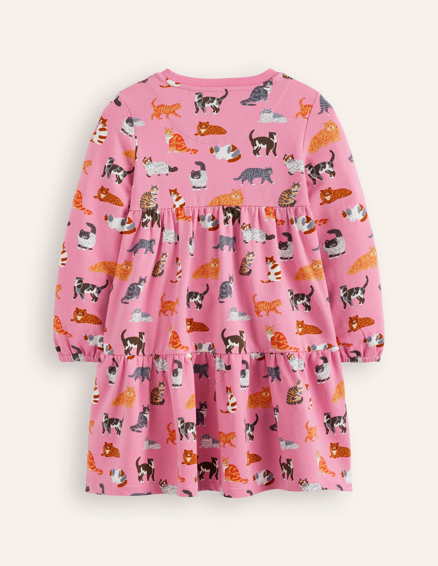 Tiered Sweatshirt Dress-Formica Pink Cats