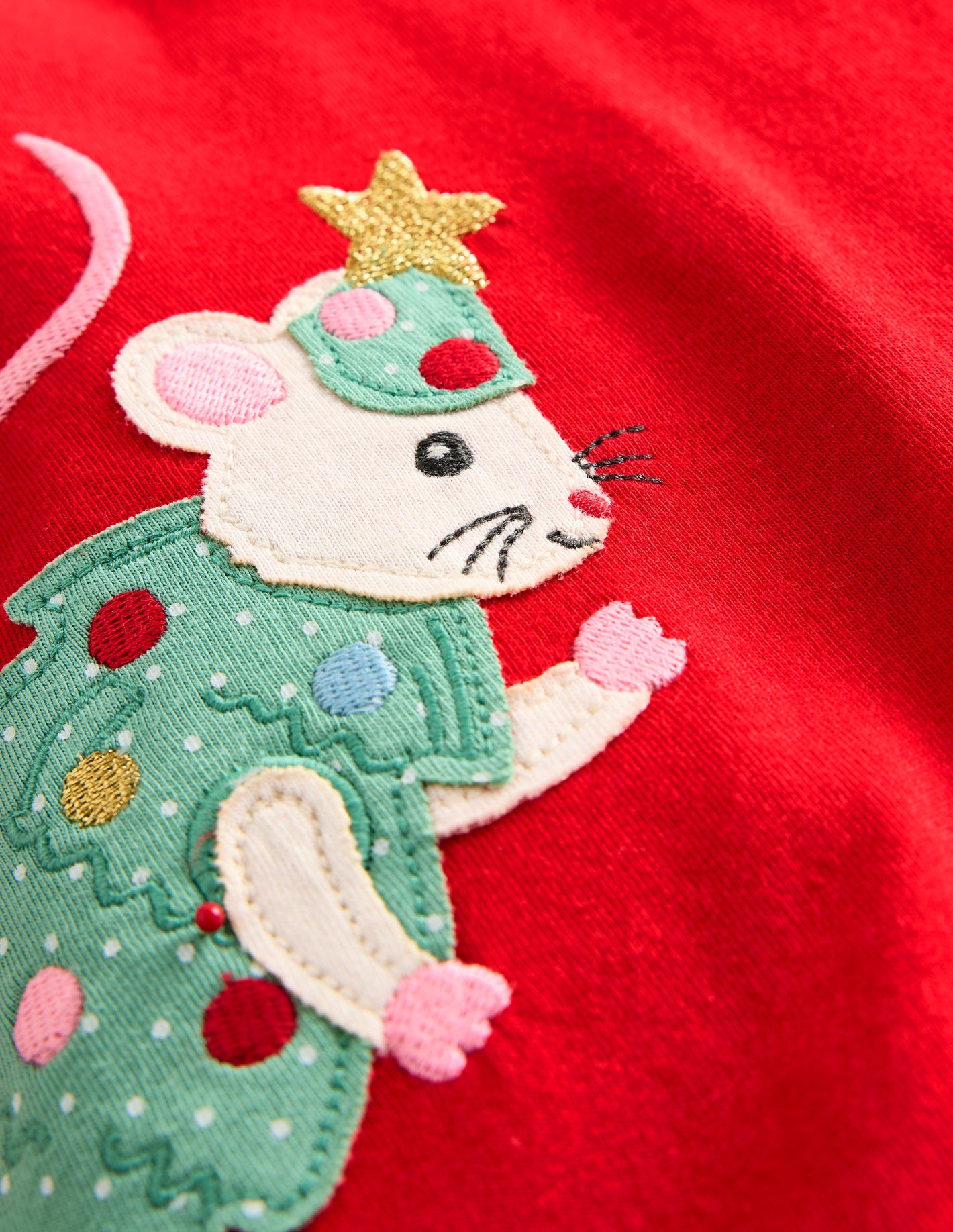 Elsie Big Appliqué Dress -Poppy Red Peeping Friends