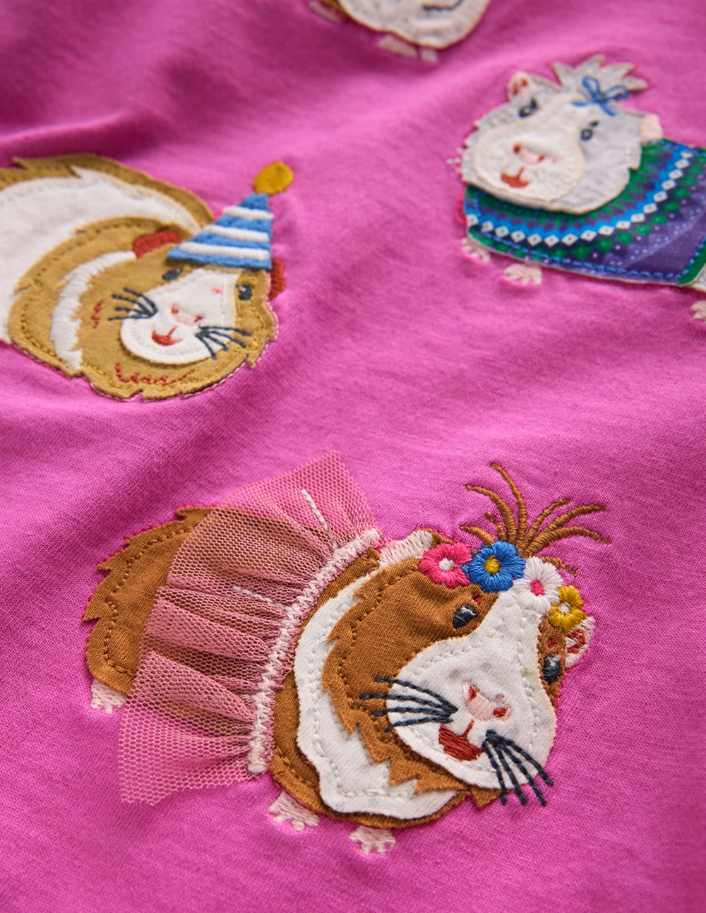 Appliqué Long Sleeve Top-Tickled Pink Guinea Pigs