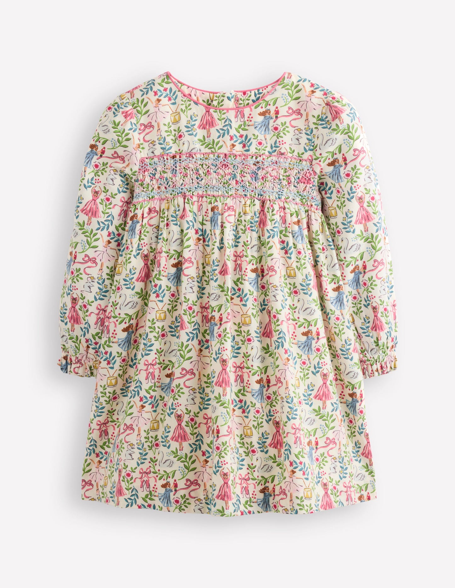 Bess Cosy Smocked Dress -Vanilla White Ballet Toile