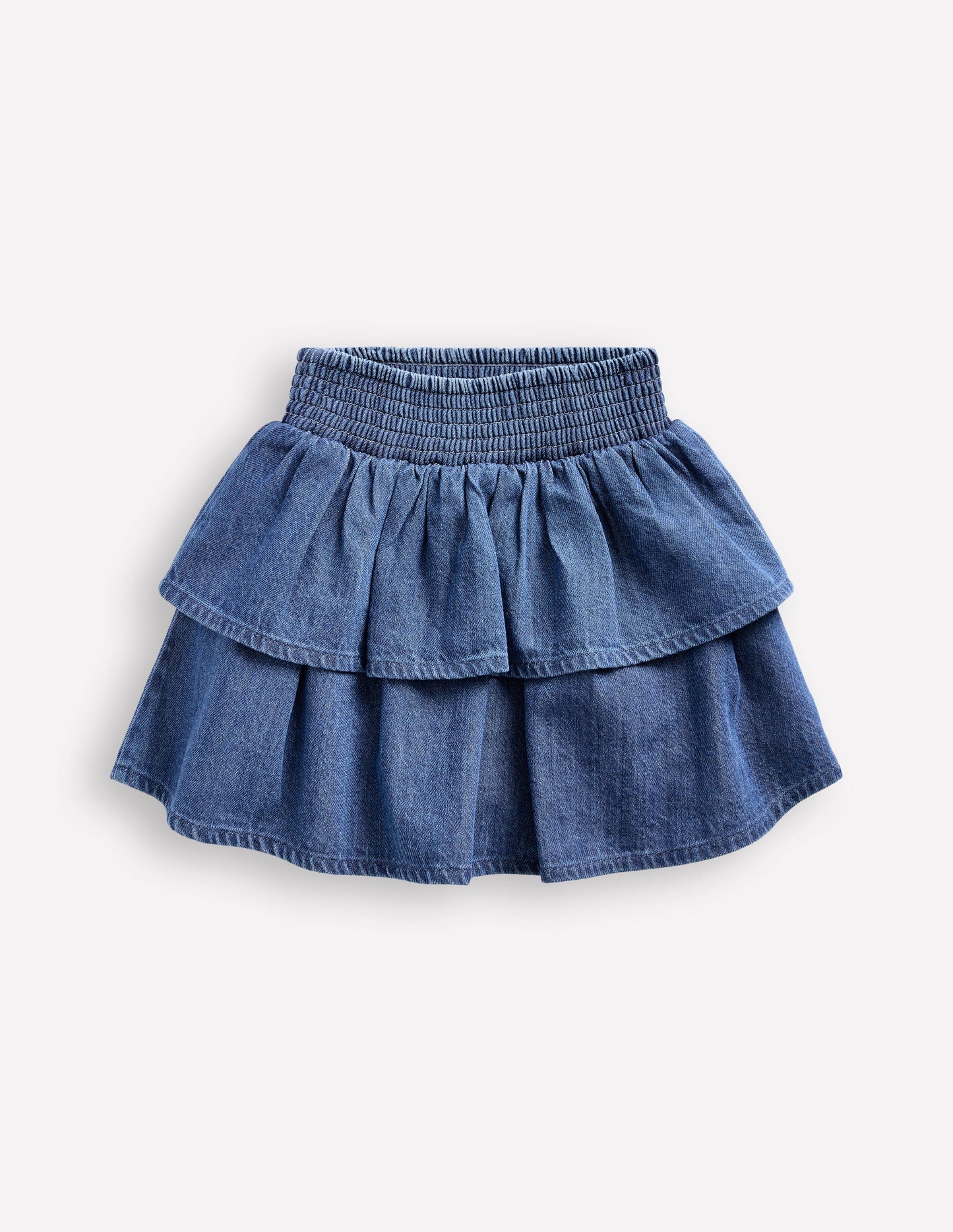 Tiered Woven Skirt-Chambray