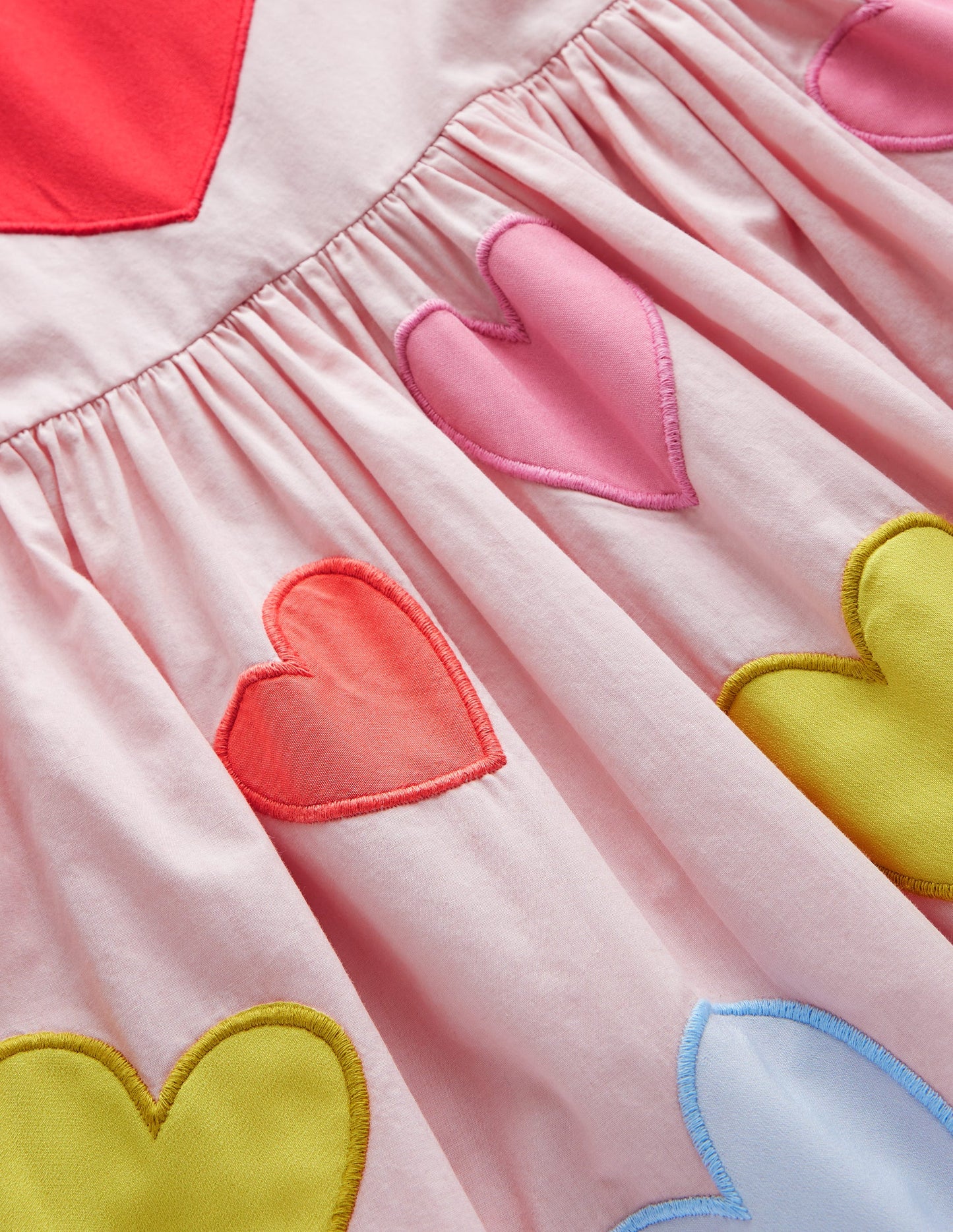 Puff Sleeve Heart Dress-Light Pink Hearts