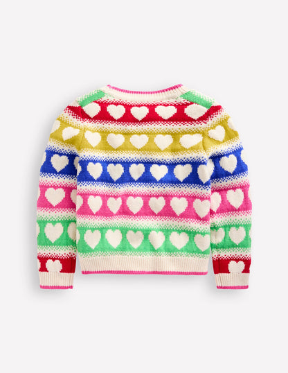 Flora Fun V-Neck Cardigan-Rainbow Hearts