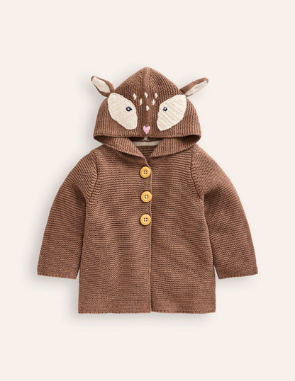 Novelty Knitted Jacket-Milk Chocolate Brown Deer