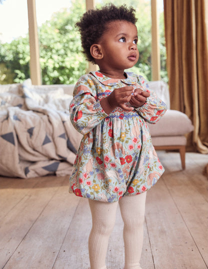 Smocked Romper-Blue Pony Floral