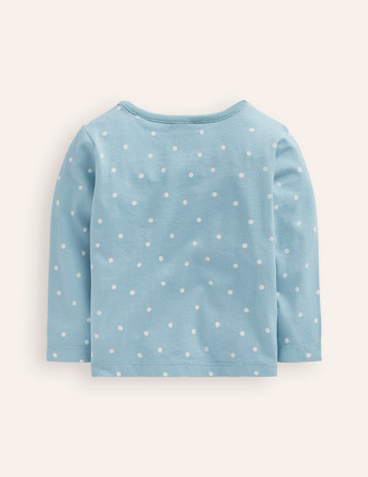 Animal Applique T-shirt-Soft Blue Bunny