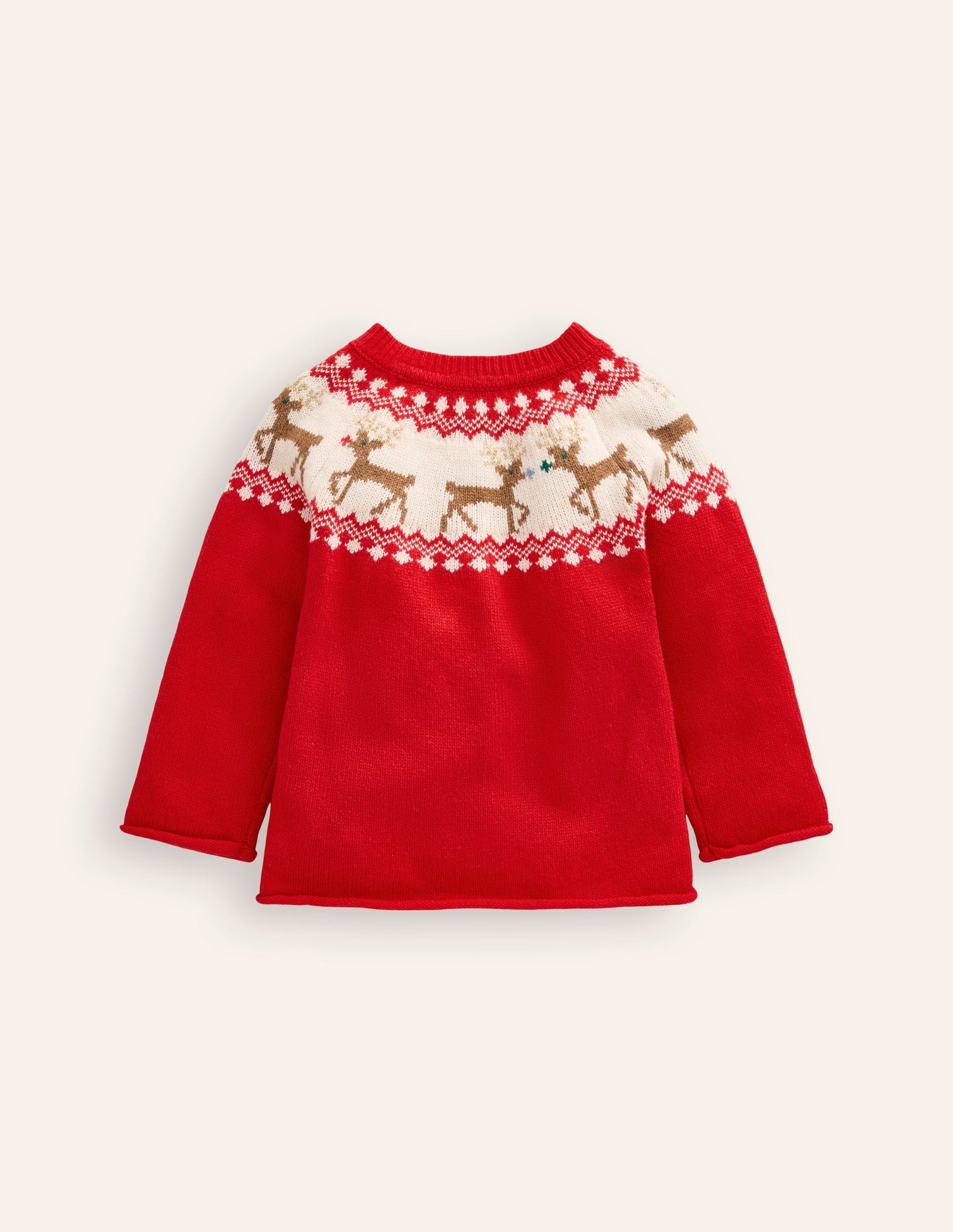 Edie Fair Isle Cardigan-Poppy red Reindeer