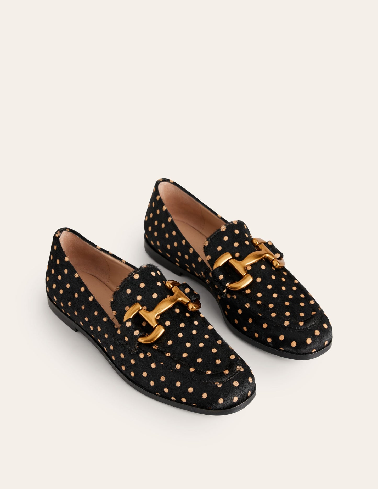 Iris Snaffle Loafers-Black and Camel Spot