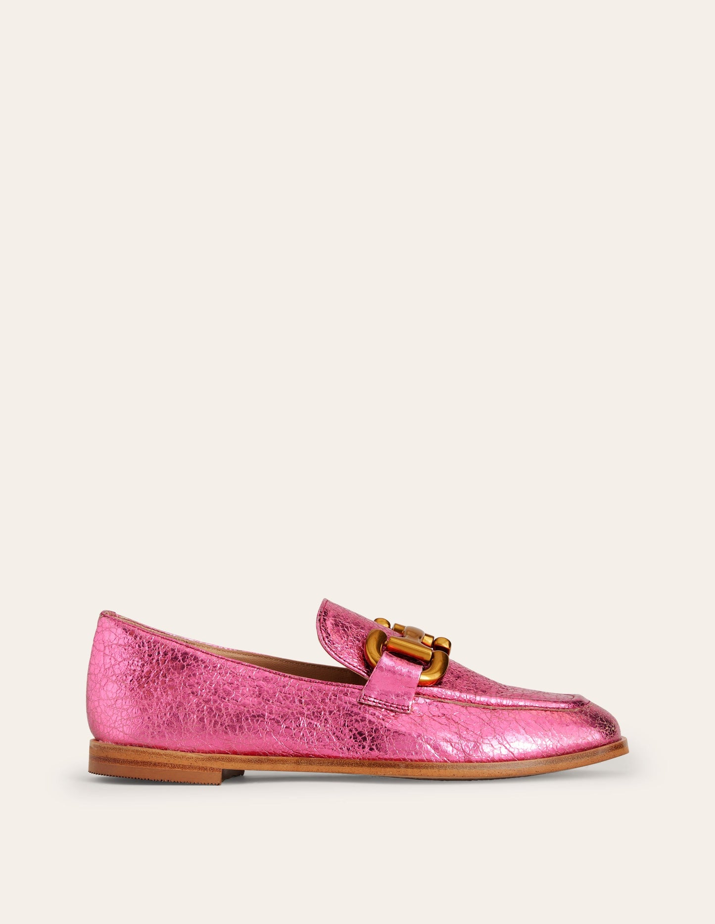 Iris Snaffle Loafers-Bright Pink Metallic leather