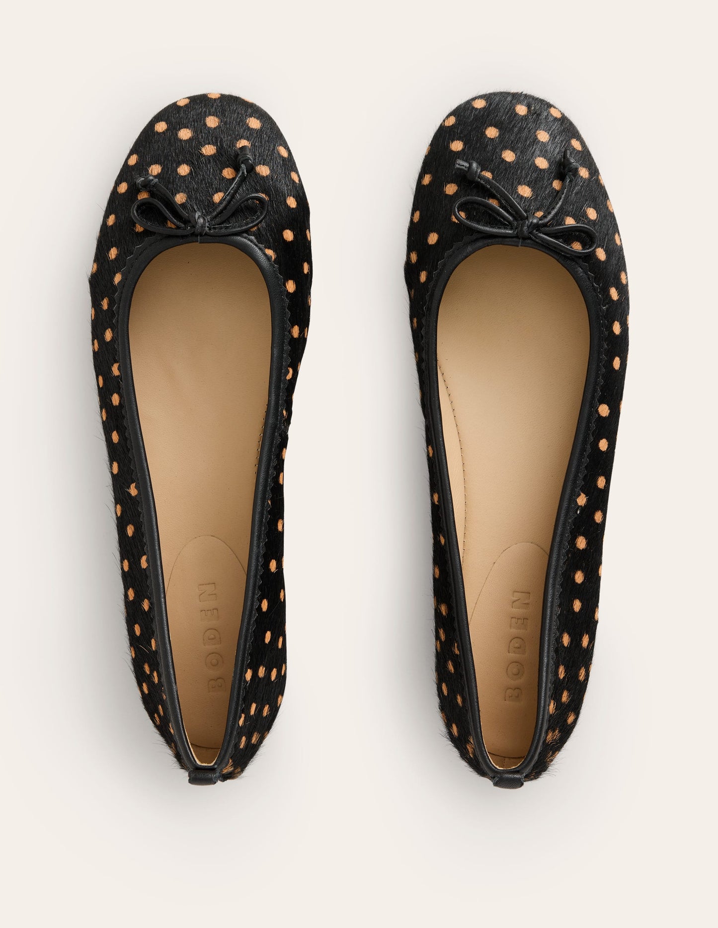 Kitty Flexi Sole Ballet Pumps-Black and Camel Spot