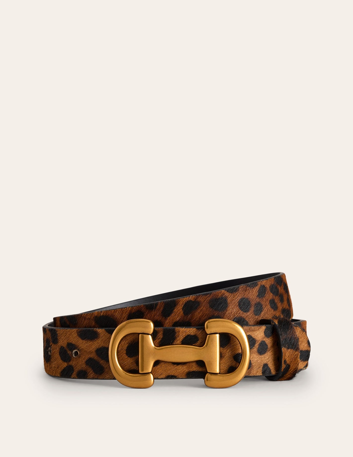 Iris Snaffle-Trim Leather Belt-Leopard