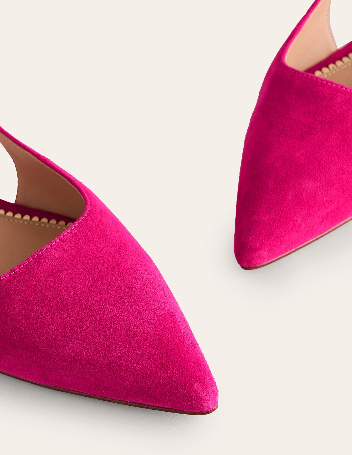 Cut Out Slingback Flat-Pink Peacock Kid Suede