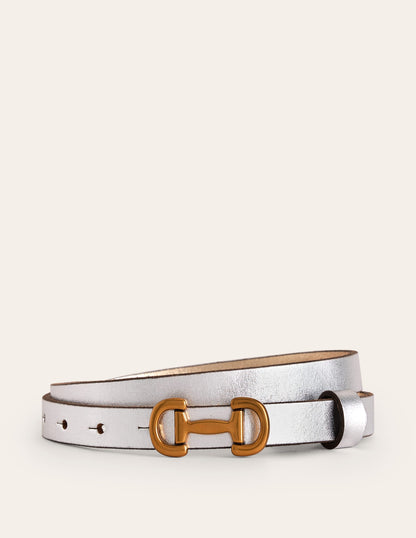 Iris Skinny Snaffle Trim Belt-Silver