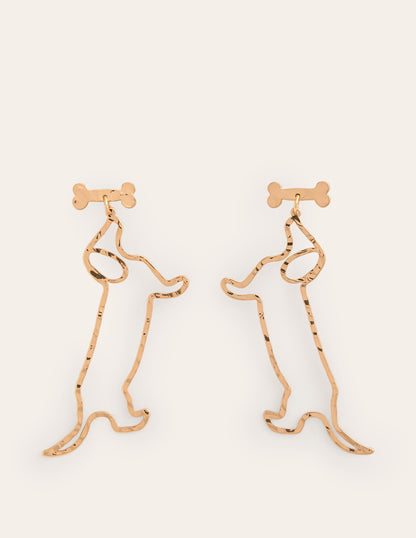 Metal Novelty Earrings-Sausage Dog