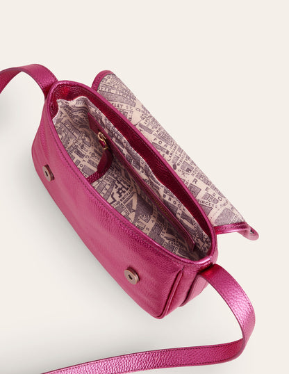 Iris Snaffle Leather Bag-Metallic Pink