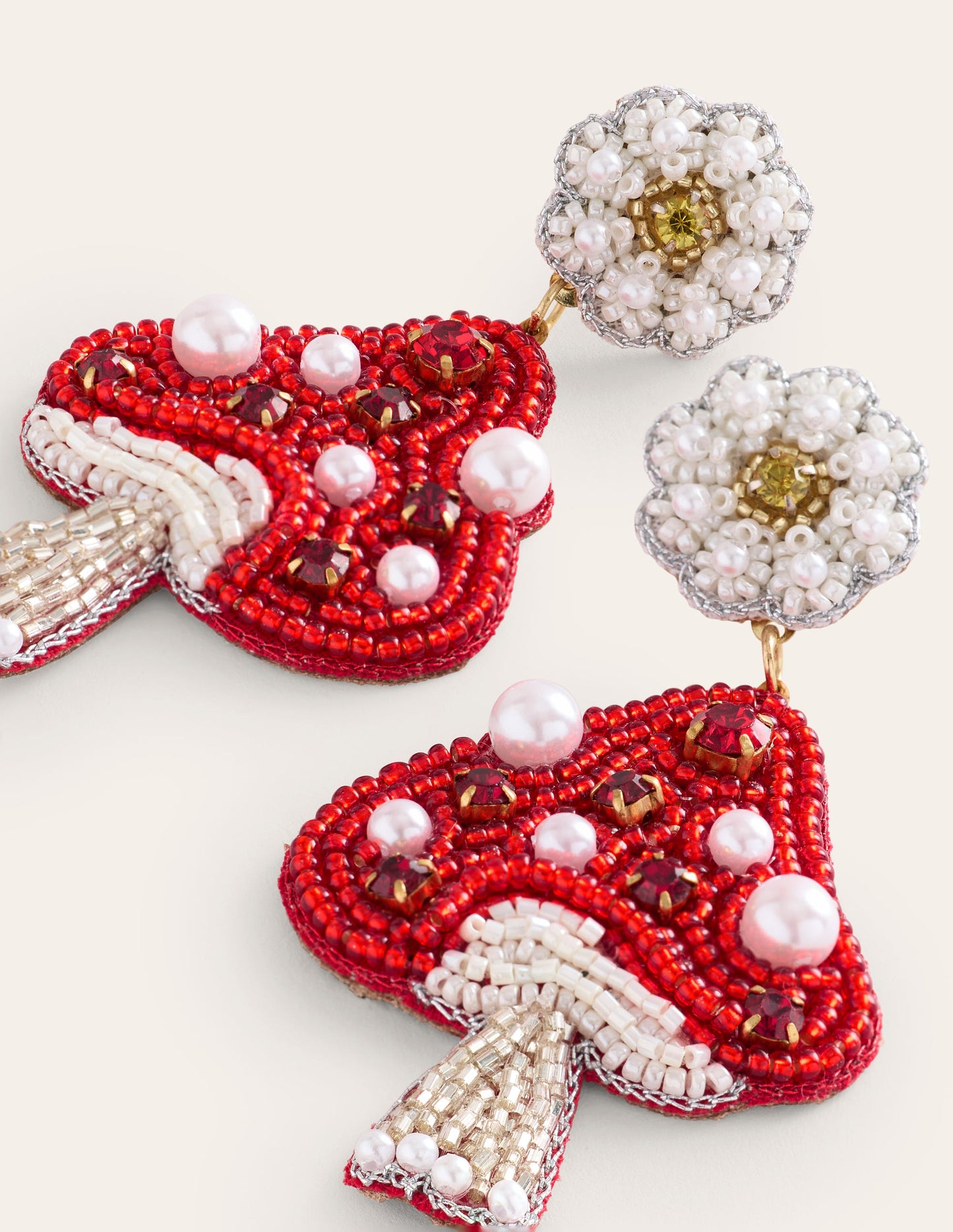 Novelty Beaded Earrings-Mushroom