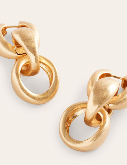 Chunky Chain-Link Earrings-Gold