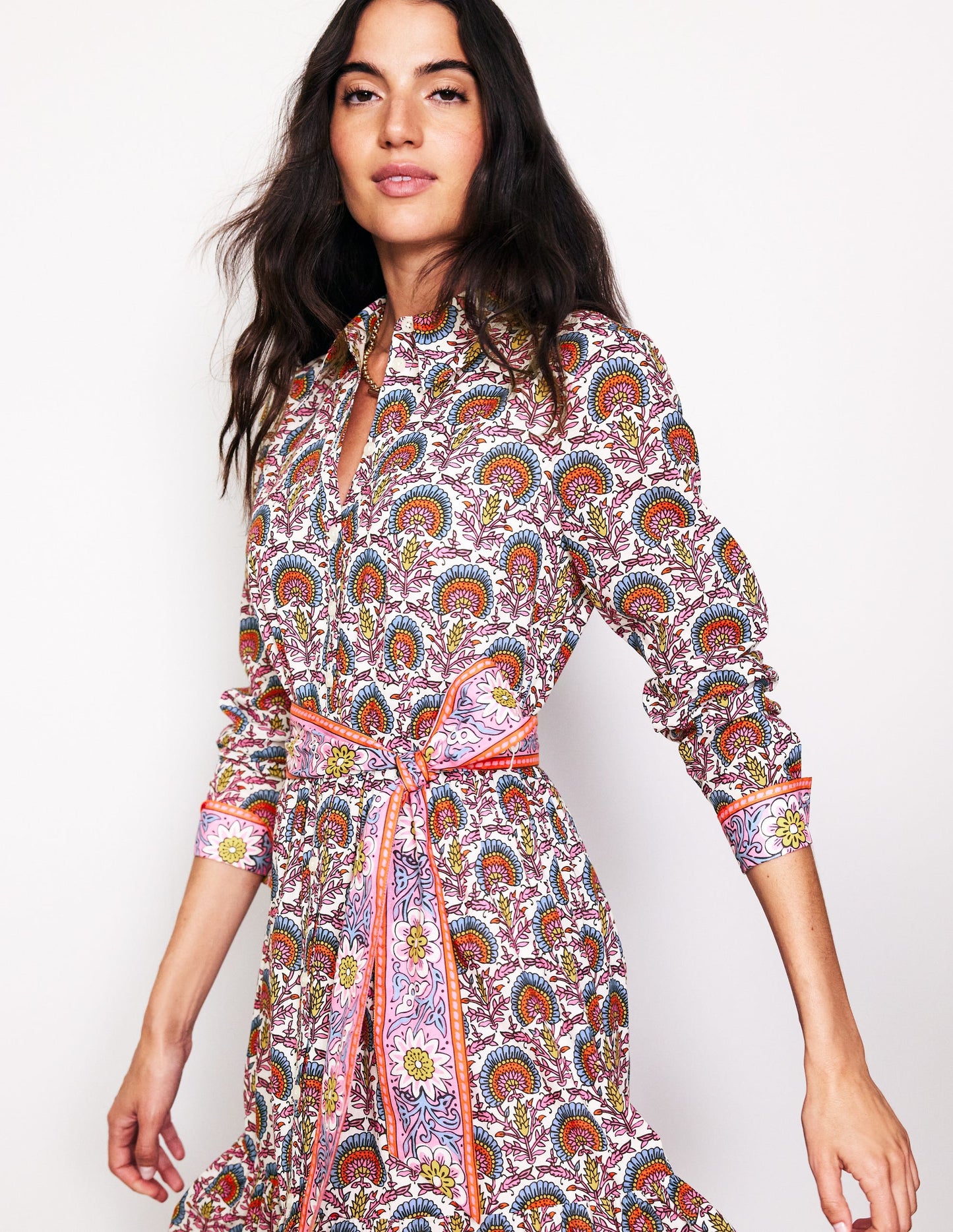 Flo Cotton Midi Shirt Dress-Passion Bud