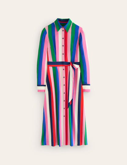 Kate Midi Shirt Dress-Rainbow Stripe