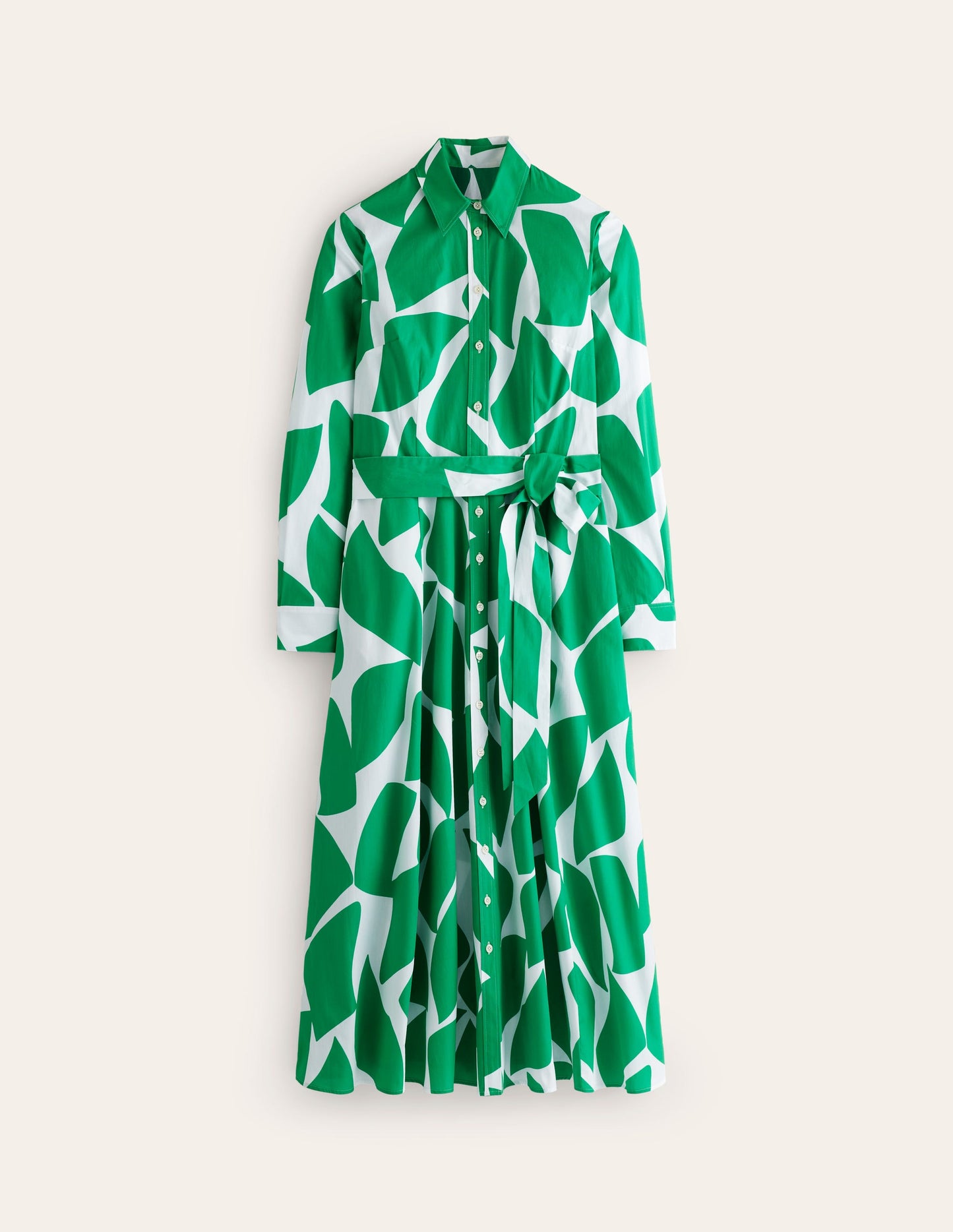 Amy Cotton Midi Shirt Dress-Green Tambourine, Terazzo