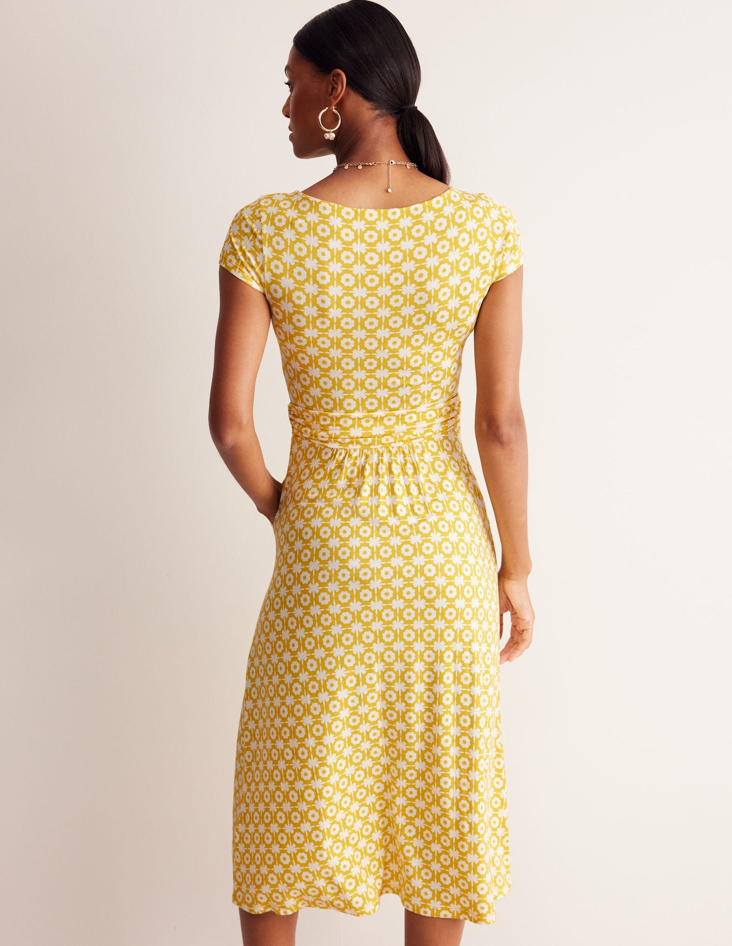 Amelie Jersey Midi Dress-Passion Fruit, Blossom Tile