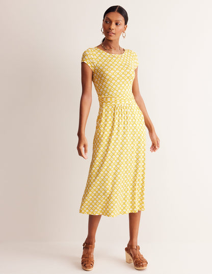 Amelie Jersey Midi Dress-Passion Fruit, Blossom Tile