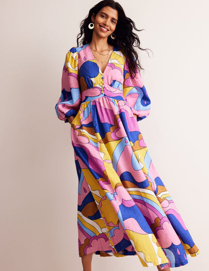 Lola Blouson Maxi Dress-Orchid Smoke, Sunshine