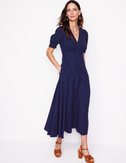 Rosie Godet Tea Dress-Directoire Blue, Abstract Dot