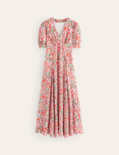 Rosie Godet Tea Dress-Multi, Foliage Bud