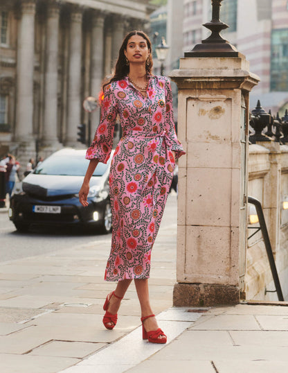 Jasmine Satin Midi Dress-Moonlite Mauve, Meadow Vine