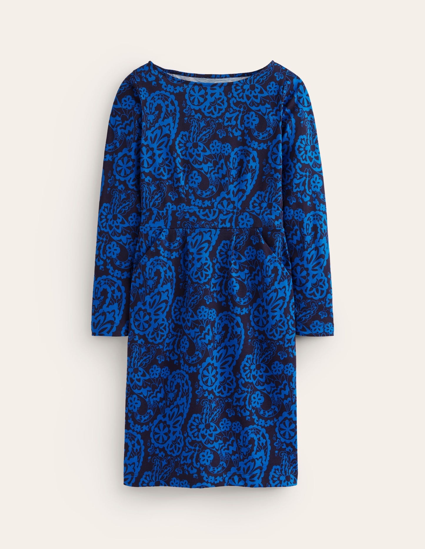 Florrie Long Sleeve Dress-Blue, Paisley Cascade