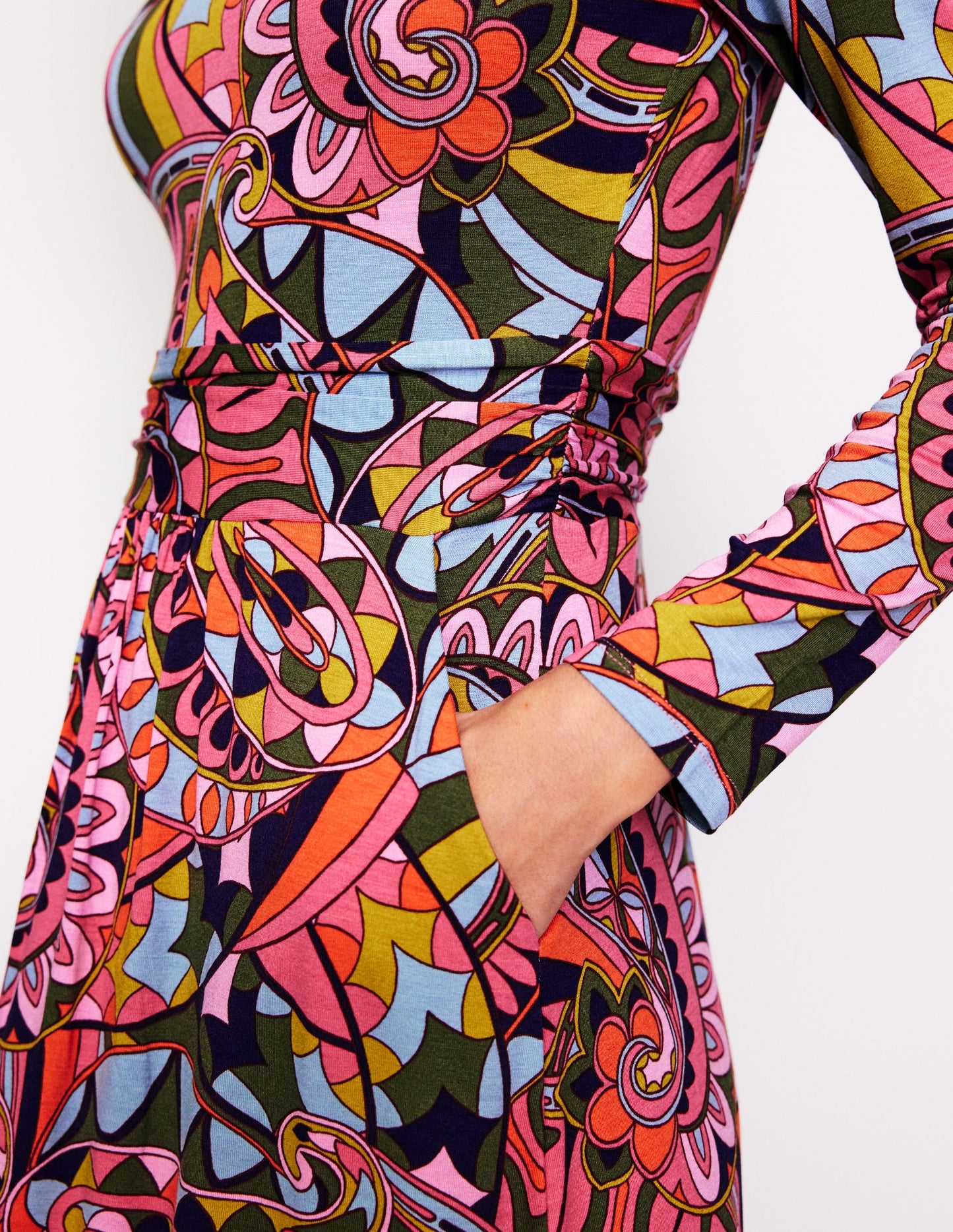 Amelie Long Sleeve Midi Dress -Multi, Kaleidoscopic Paisley