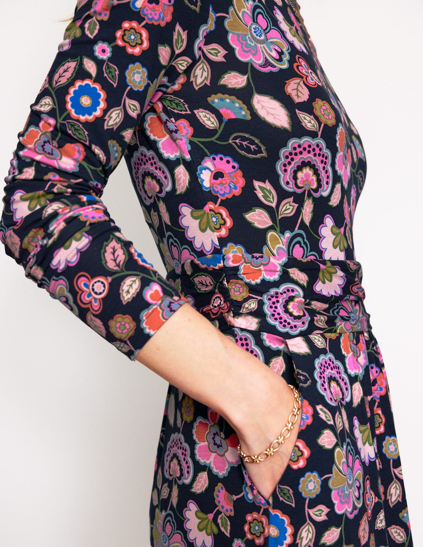 Amelie Long Sleeve Midi Dress-Multi,  Cascade Bloom