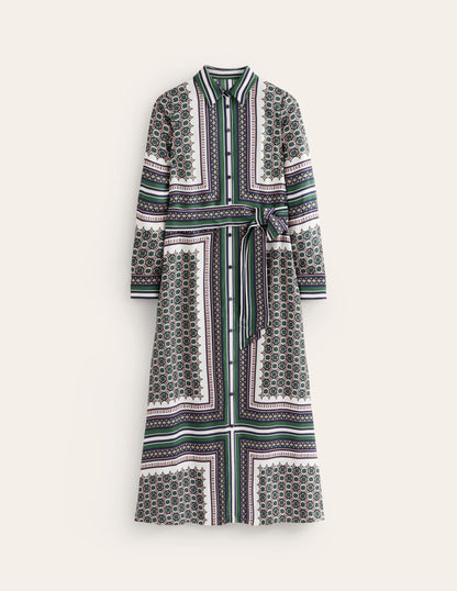 Scarf Print Shirt Dress-Eden, Geo Mosaic