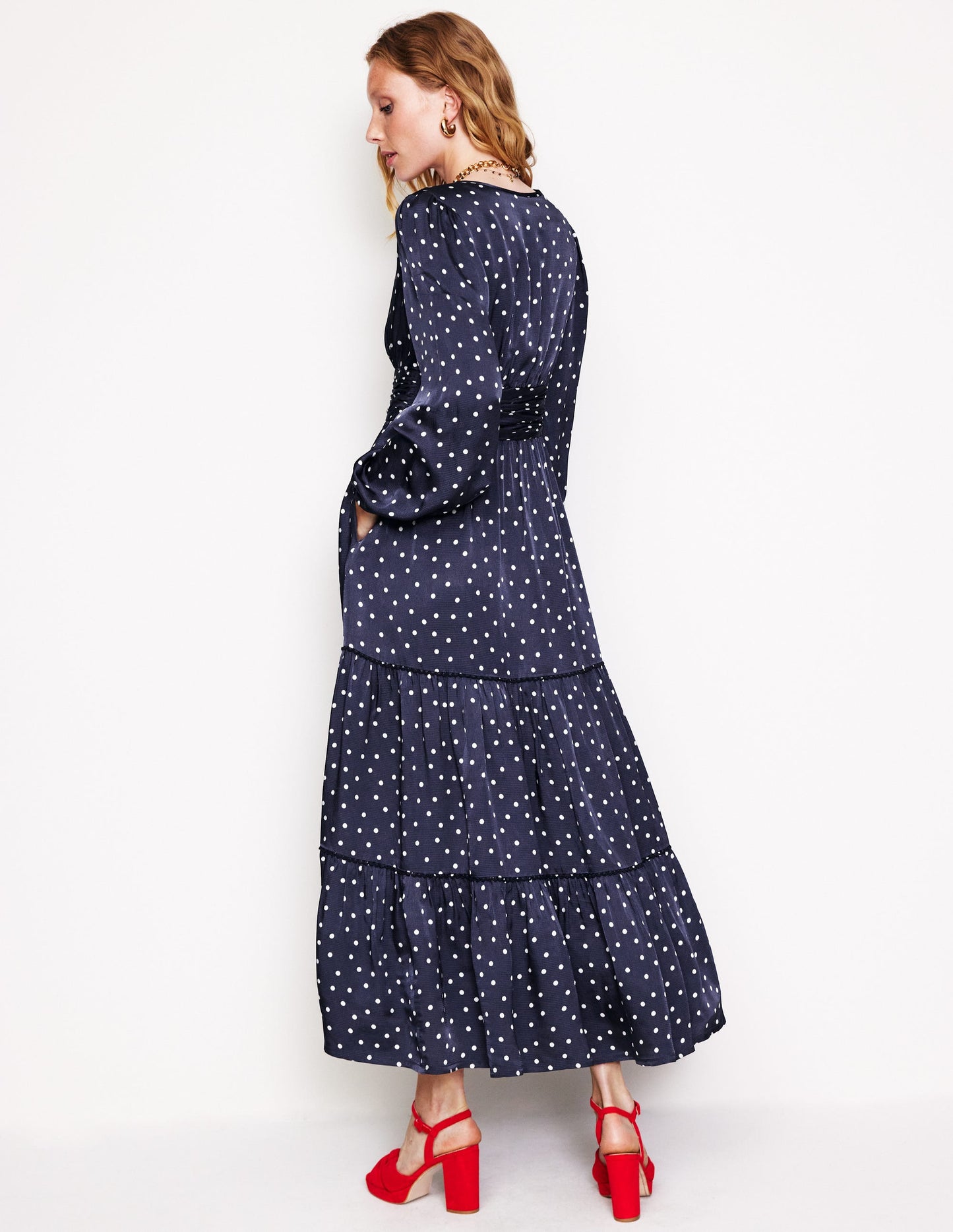 Pippa Satin Maxi Dress-Navy, Sparse Spot